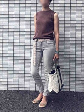 「UNIQLO（ユニクロ）のWOMEN ウルトラストレッチジーンズ（デニムパンツ）」を使った、akさん（レディース・162cm）の夏コーディネート