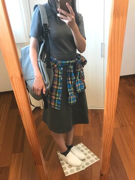 「お散歩」｜「アイテム（スリッポン）」を使った、けいかさん（レディース・157cm）の夏コーディネート