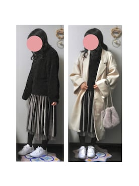 「JUNOAH（ジュノア）のアイテム（チェスターコート）」を使った、A  u さん（レディース・153cm）の冬コーディネート
