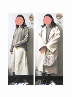 「JUNOAH（ジュノア）のアイテム（チェスターコート）」を使った、A  u さん（レディース・153cm）の冬コーディネート