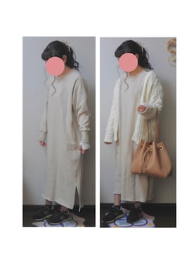 「FRUIT OF THE LOOM（フルーツオブザルーム）のアイテム（ワンピース/ドレス）」を使った、A  u さん（レディース・153cm）の春コーディネート