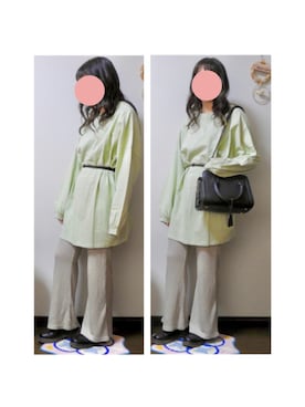 「リブニットパンツ」｜A  u さん（レディース・153cm）の春コーディネート