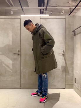 「MONKEY TIME（モンキータイム）のアイテム（モッズコート）」を使った、Yuto Komoriさん（メンズ・185cm）の冬コーディネート
