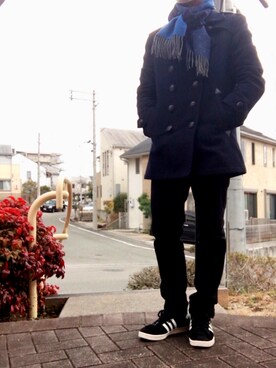 Burberry Black Label バーバリーブラックレーベル のピーコートを使ったメンズ人気ファッションコーディネート Wear