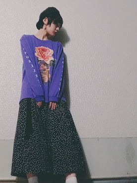 「ネコ」｜「アイテム（ハンチング/ベレー帽）」を使った、ザッソウさん（レディース・155cm）の秋コーディネート