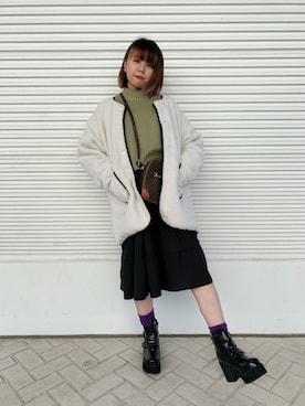 「WEGO（ウィゴー）のアイテム（ノーカラージャケット）」を使った、みさとさん（レディース・164cm）の冬コーディネート