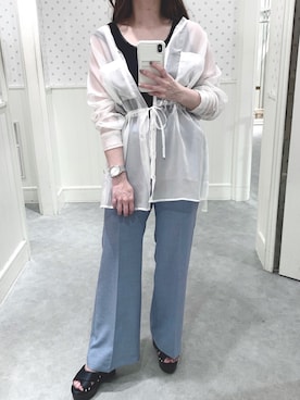 「Heather（ヘザー）のサイドスリットスケチュニックシャツ　885763（シャツ/ブラウス）」を使った、mさん（レディース・159cm）の春コーディネート