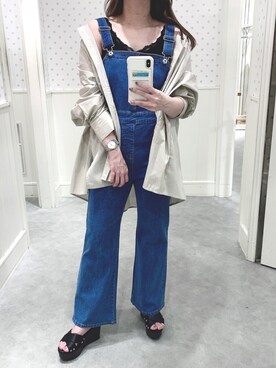 「Heather（ヘザー）のアイテム（サロペット/オーバーオール）」を使った、mさん（レディース・159cm）の春コーディネート