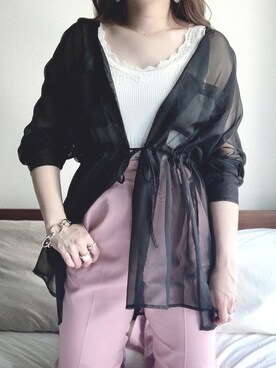 「Heather（ヘザー）のサイドスリットスケチュニックシャツ　885763（シャツ/ブラウス）」を使った、mさん（レディース・159cm）の春コーディネート