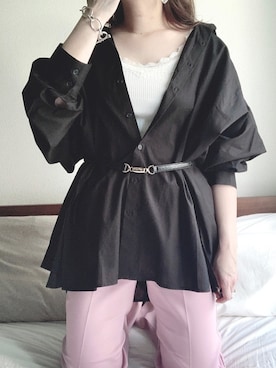 「Heather（ヘザー）のアイテム（スラックス）」を使った、mさん（レディース・159cm）の春コーディネート