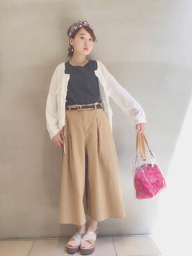 「アイテム（トートバッグ、レッド系）」を使った、studioCLIPたまプラーザテラス店さん（レディース・160cm）の春コーディネート