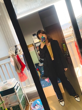 「MONKI（モンキ）のアイテム（テーラードジャケット）」を使った、周小欣欣さん（レディース・165cm）の秋コーディネート