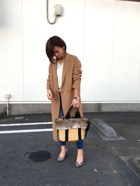 「Spick & Span（スピックアンドスパン）のアイテム（チェスターコート、ブラウン系）」を使った、HARU☆88さん（レディース・166cm）の冬コーディネート