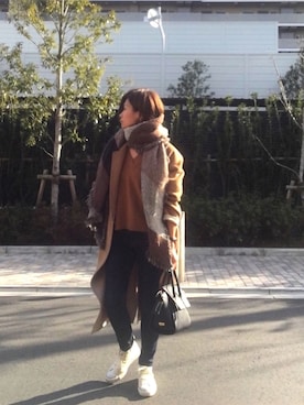 「PLAIN CLOTHING（プレーンクロージング）のアイテム（ハンドバッグ、ブラック系）」を使った、HARU☆88さん（レディース・166cm）の冬コーディネート