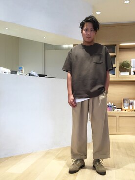 「INHERIT（インヘリット）のアイテム（スラックス）」を使った、ジョータローさん（メンズ・169cm）の秋コーディネート