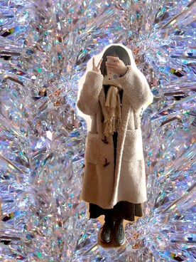 「休闲」｜「アイテム（ダウンジャケット/コート）」を使った、卡卡さん（レディース・155cm）の冬コーディネート