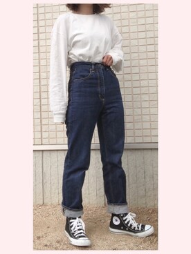 「ハイウエストストレートジーンズ」｜*ponyo*さん（レディース・153cm）の秋コーディネート