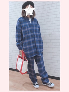 「ネルシャツ」｜「アイテム（セットアップ）」を使った、*ponyo*さん（レディース・153cm）の冬コーディネート