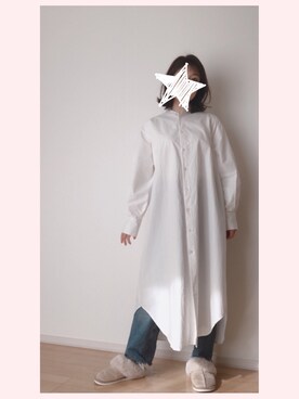 「coca（coca）（コカ）のアイテム（シャツワンピース）」を使った、*ponyo*さん（レディース・153cm）の冬コーディネート