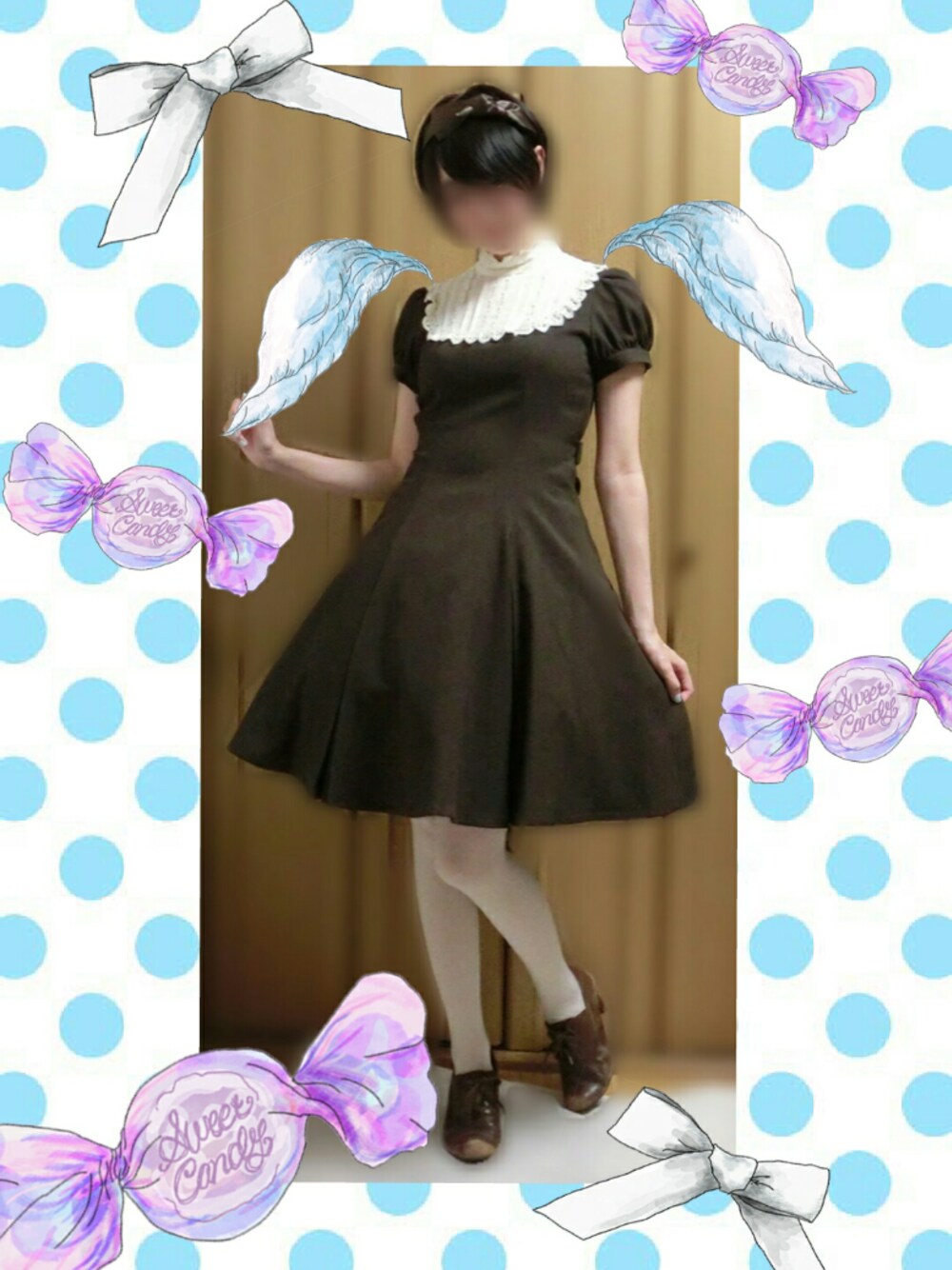 「シンプルコーデ、ロリータ、ロリータファッション、ロリィタ、ロリィタファッション、クラシカル、クラロリ、lolita、lolitafashion、ブラウン」｜「あしながおじさんのアイテム（ブーティ、ブラウン系）」を使った、メロンギョウザさん（レディース・159cm）の春コーディネートの1枚目の写真