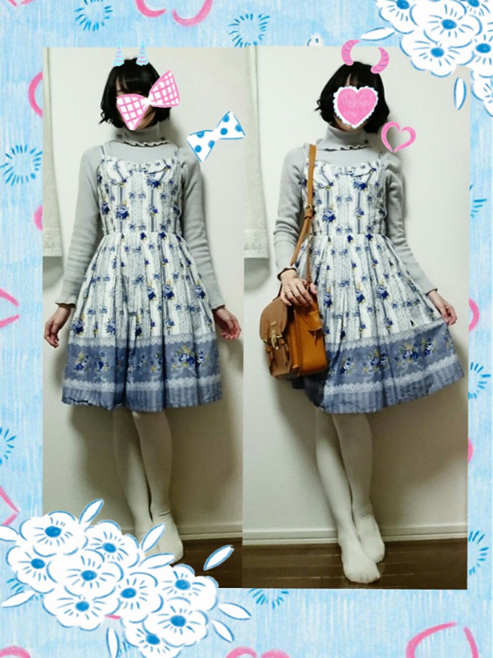 「はるコーデ、ロリィタ、カジュロリ、クラロリ、クラシカル、ロリータ、かわいい、ロリィタファッション、lolita、lolitafashion」｜「Innocent Worldのアイテム（ワンピース/ドレス、ブルー系）」を使った、メロンギョウザさん（レディース・159cm）の春コーディネートの1枚目の写真