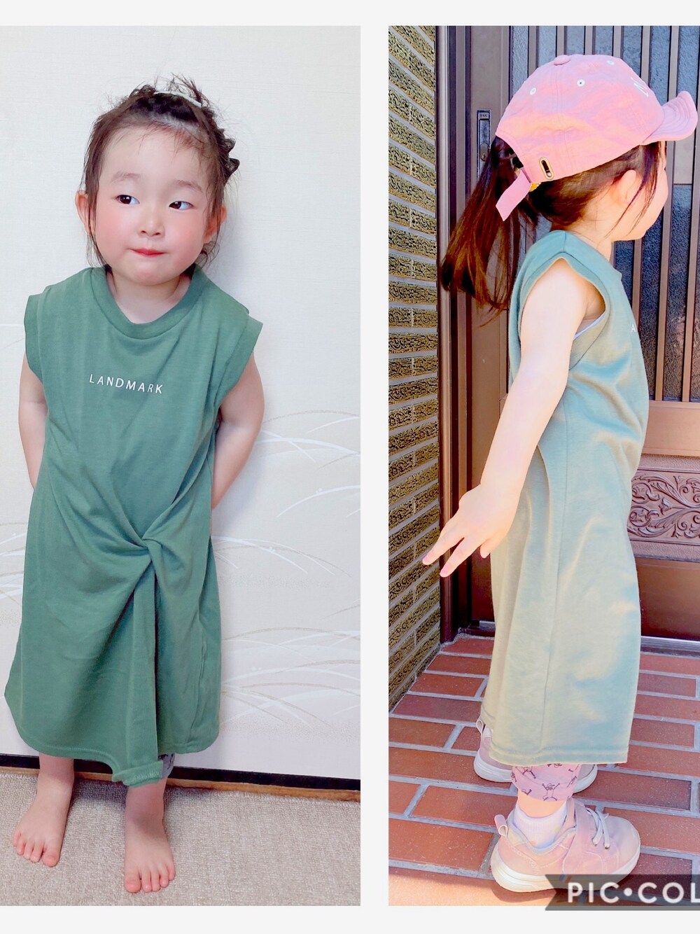 「シンプルコーデ、ラクチンコーデ、夏コーデ、2歳、むすめ服、娘コーデ」｜「Birthdayのアイテム（ワンピース/ドレス、グリーン系）」を使った、Sarasaさん（レディース・157cm）の春コーディネートの1枚目の写真