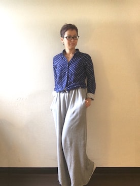 「スウェットワイドパンツ」｜Misaki Yamauchiさん（レディース・153cm）の春コーディネート