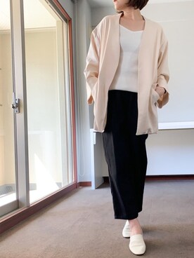 「仕事コーデ」｜「アイテム（ノーカラージャケット）」を使った、hiy_grantyさん（レディース・158cm）の夏コーディネート