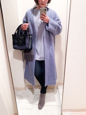 「水色」｜「アイテム（ノーカラーコート）」を使った、hiy_grantyさん（レディース・158cm）の冬コーディネート