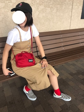 「NICE CLAUP（ナイスクラップ）のアイテム（オールインワン・サロペット）」を使った、マッコリ爺さんさん（レディース・163cm）の夏コーディネート