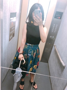 「黒タンク」｜ちゃんえりさん（レディース・154cm）の夏コーディネート