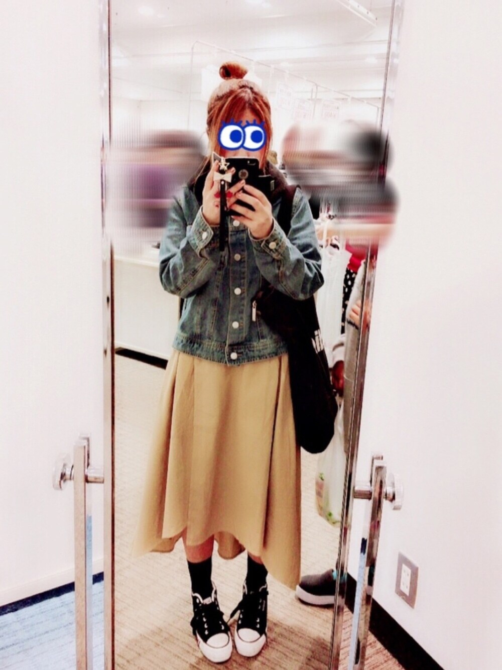 「Gジャン、アディダス、スカート、ママコーデ」｜「WEGOのアイテム（スカート、ベージュ系）」を使った、Ichikaさん（レディース・145cm）の秋コーディネートの1枚目の写真