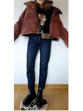 「Libra Cue（リブラ キュー）のアイテム（ダウンジャケット/コート）」を使った、tmtmさん（レディース・165cm）の冬コーディネート