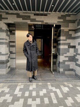 「BALLY（バリー）のアイテム（モッズコート）」を使った、shibaさん（メンズ・175cm）の冬コーディネート