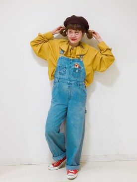 「Panamaboy（パナマボーイ）のアイテム（オールインワン・サロペット）」を使った、ミサキンヌさん（レディース・159cm）の春コーディネート