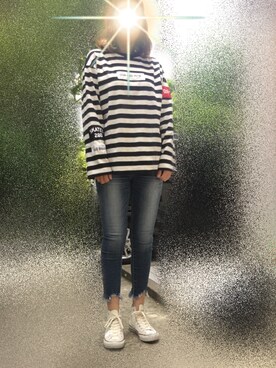 「MOUSSY（マウジー）のアイテム（デニムパンツ、ブルー系）」を使った、yoi41さん（レディース・175cm）の春コーディネート