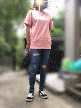 「ZARA（ザラ）のアイテム（デニムパンツ、ブルー系）」を使った、yoi41さん（レディース・175cm）の夏コーディネート