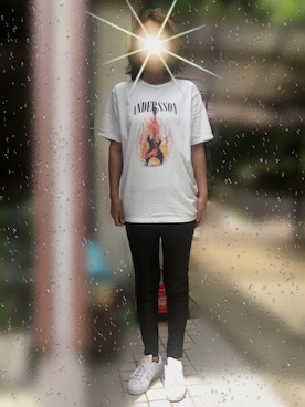 「韓国ブランドのアイテム（Tシャツ/カットソー、ホワイト系）」を使った、yoi41さん（レディース・175cm）の夏コーディネート