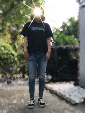 「韓国ブランドのアイテム（Tシャツ/カットソー、ブラック系）」を使った、yoi41さん（レディース・175cm）の夏コーディネート