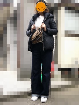 「MOUSSY（マウジー）のGBL MV WIDE STRAIGHT（デニムパンツ、ブルー系）」を使った、yoi41さん（レディース・175cm）の冬コーディネート