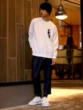 「ROYAL FLASH（ロイヤルフラッシュ）のアイテム（帽子）」を使った、WayBeeee!!!さん（メンズ・173cm）の冬コーディネート