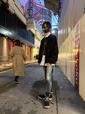 「ISAMU KATAYAMA BACKLASH（イサムカタヤマバックラッシュ）のアイテム（ブーツ）」を使った、WayBeeee!!!さん（メンズ・173cm）の冬コーディネート