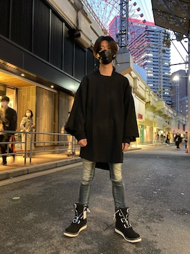 「ISAMU KATAYAMA BACKLASH（イサムカタヤマバックラッシュ）のアイテム（Tシャツ/カットソー）」を使った、WayBeeee!!!さん（メンズ・173cm）の冬コーディネート