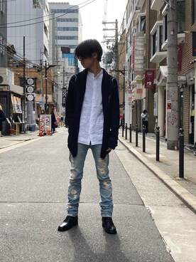 「KMRii（ケムリ）のアイテム（トップス）」を使った、WayBeeee!!!さん（メンズ・173cm）の冬コーディネート