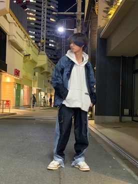 「春めきシューズ」｜「アイテム（デニムジャケット）」を使った、WayBeeee!!!さん（メンズ・173cm）の春コーディネート