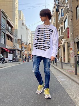「DSQUARED2（ディースクエアード）のアイテム（スウェット）」を使った、WayBeeee!!!さん（メンズ・173cm）の春コーディネート