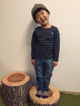 「フェリシモキッズ（フェリシモキッズ）のアイテム（帽子）」を使った、フェリシモキッズさん（キッズ・105cm）の冬コーディネート