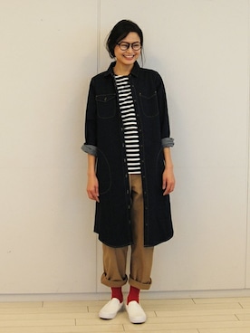 「フェリシモキッズ（フェリシモキッズ）のアイテム（シャツワンピース）」を使った、フェリシモキッズさん（レディース・165cm）の冬コーディネート
