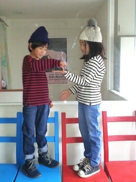 「フェリシモキッズ（フェリシモキッズ）のアイテム（パンツ）」を使った、フェリシモキッズさん（キッズ・124cm）の冬コーディネート
