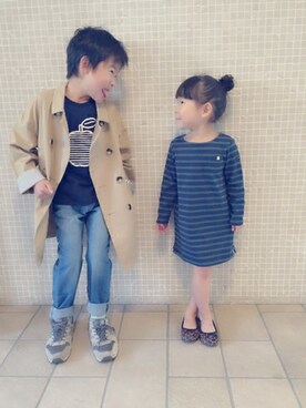 「フェリシモキッズ（フェリシモキッズ）のアイテム（その他アウター）」を使った、フェリシモキッズさん（キッズ・126cm）の冬コーディネート